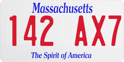 MA license plate 142AX7