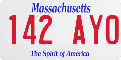 MA license plate 142AY0