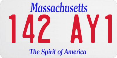 MA license plate 142AY1