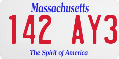 MA license plate 142AY3