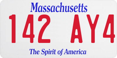 MA license plate 142AY4