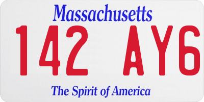 MA license plate 142AY6