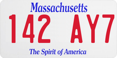 MA license plate 142AY7