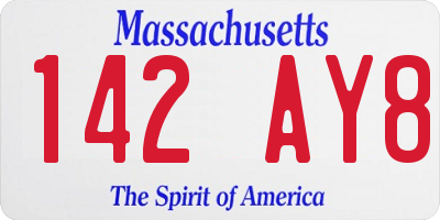 MA license plate 142AY8