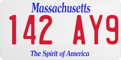 MA license plate 142AY9