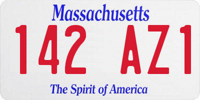 MA license plate 142AZ1