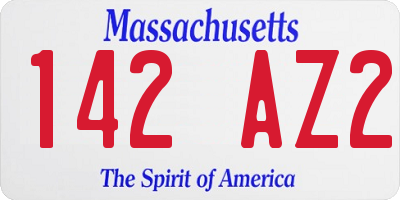 MA license plate 142AZ2