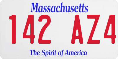 MA license plate 142AZ4