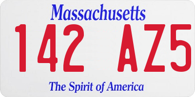 MA license plate 142AZ5