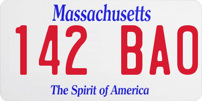 MA license plate 142BA0
