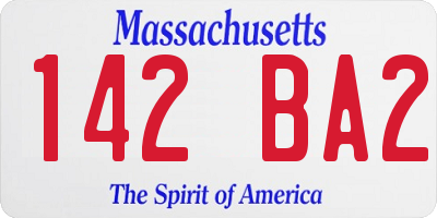 MA license plate 142BA2