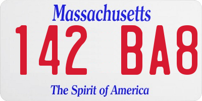 MA license plate 142BA8