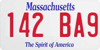 MA license plate 142BA9