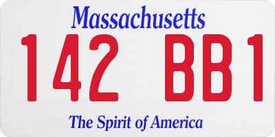 MA license plate 142BB1