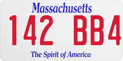 MA license plate 142BB4