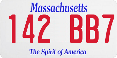 MA license plate 142BB7