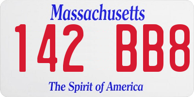 MA license plate 142BB8