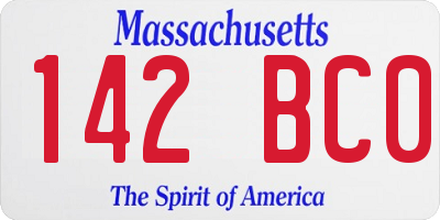 MA license plate 142BC0