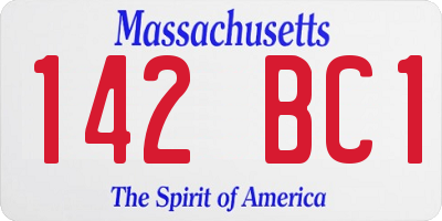MA license plate 142BC1