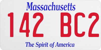 MA license plate 142BC2