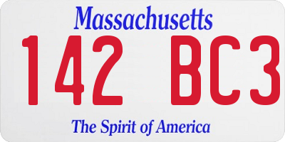 MA license plate 142BC3