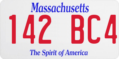 MA license plate 142BC4