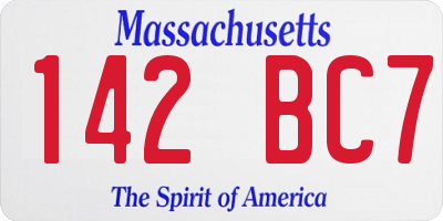 MA license plate 142BC7