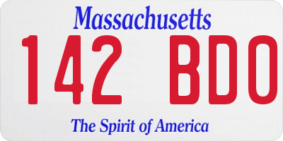 MA license plate 142BD0