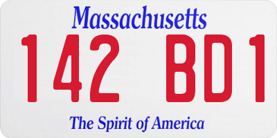 MA license plate 142BD1