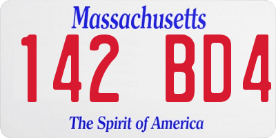 MA license plate 142BD4
