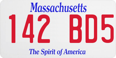 MA license plate 142BD5