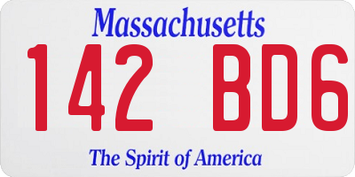 MA license plate 142BD6