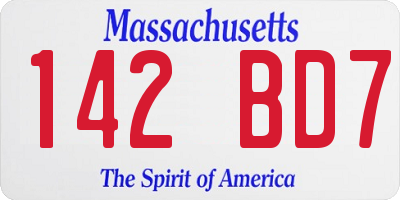 MA license plate 142BD7