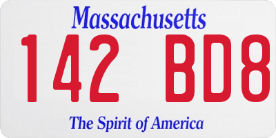 MA license plate 142BD8