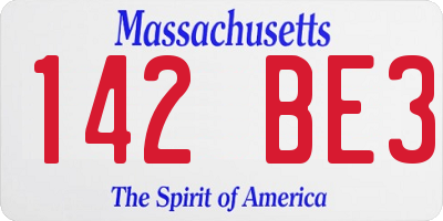 MA license plate 142BE3