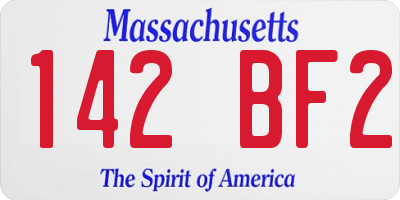 MA license plate 142BF2