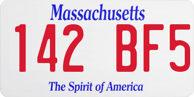 MA license plate 142BF5
