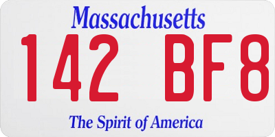 MA license plate 142BF8