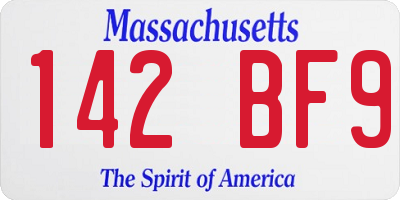 MA license plate 142BF9