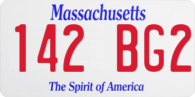 MA license plate 142BG2