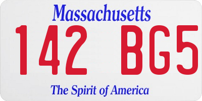 MA license plate 142BG5