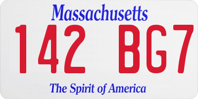 MA license plate 142BG7