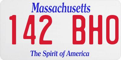 MA license plate 142BH0