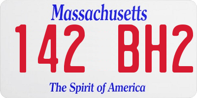MA license plate 142BH2