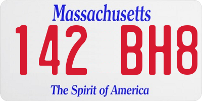 MA license plate 142BH8