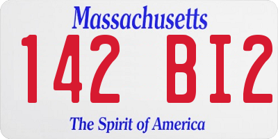 MA license plate 142BI2