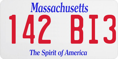 MA license plate 142BI3