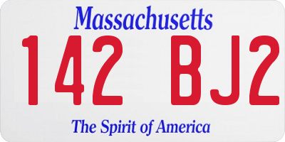 MA license plate 142BJ2