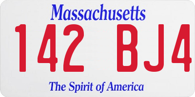 MA license plate 142BJ4