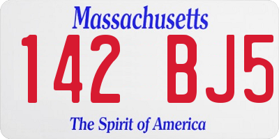 MA license plate 142BJ5